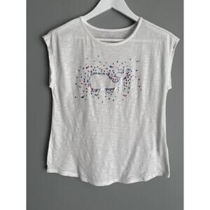 Vineyard Vines Girls Top Size L 14 White Whale Graphic 100% Cotton Preppy